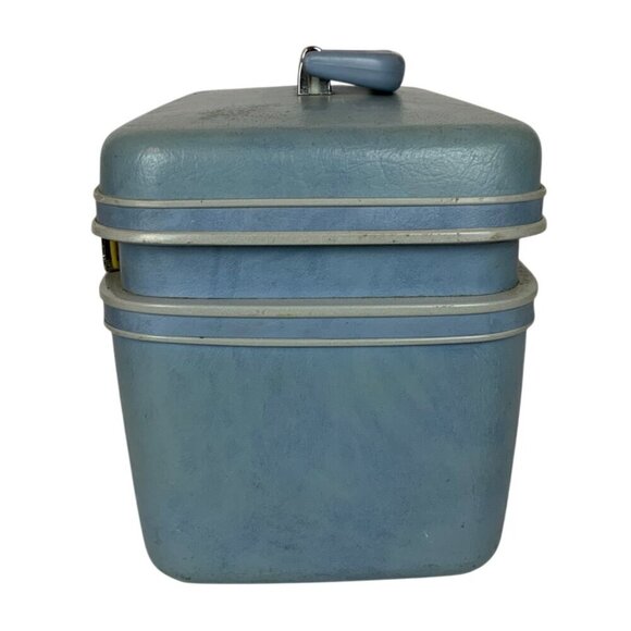 Vintage Samsonite Profile Blue Train Cosmetic Case With Handle & Mirror No KEYS - Picture 3 of 8